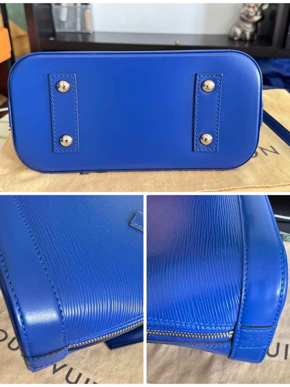 Louis Vuitton Blue Epi Alma BB Satchel - Picture 7 of 14
